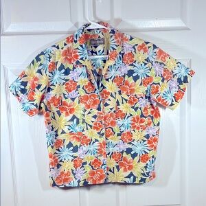 Vintage Royal Robbins Whimsical Floral Retro 1998 Cropped Shirt Women’s M-L